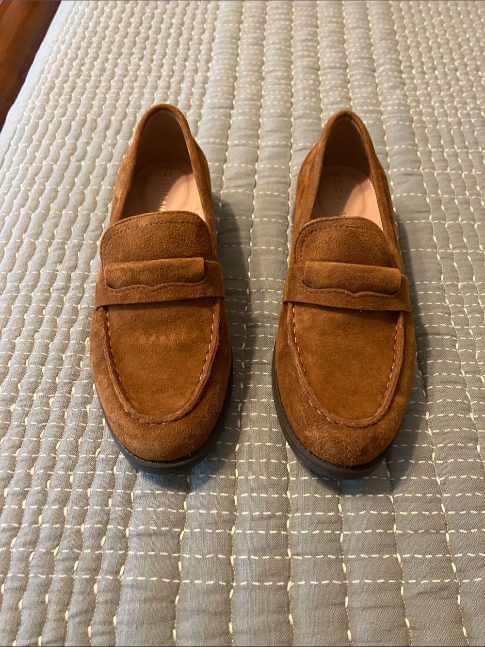 Cole Haan Women’s Suede Penny Loafers in Cognac
